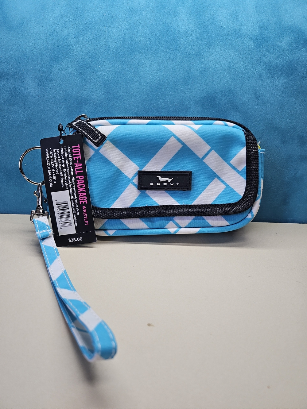 Scout Blue and White Tote-All Package Wristlet